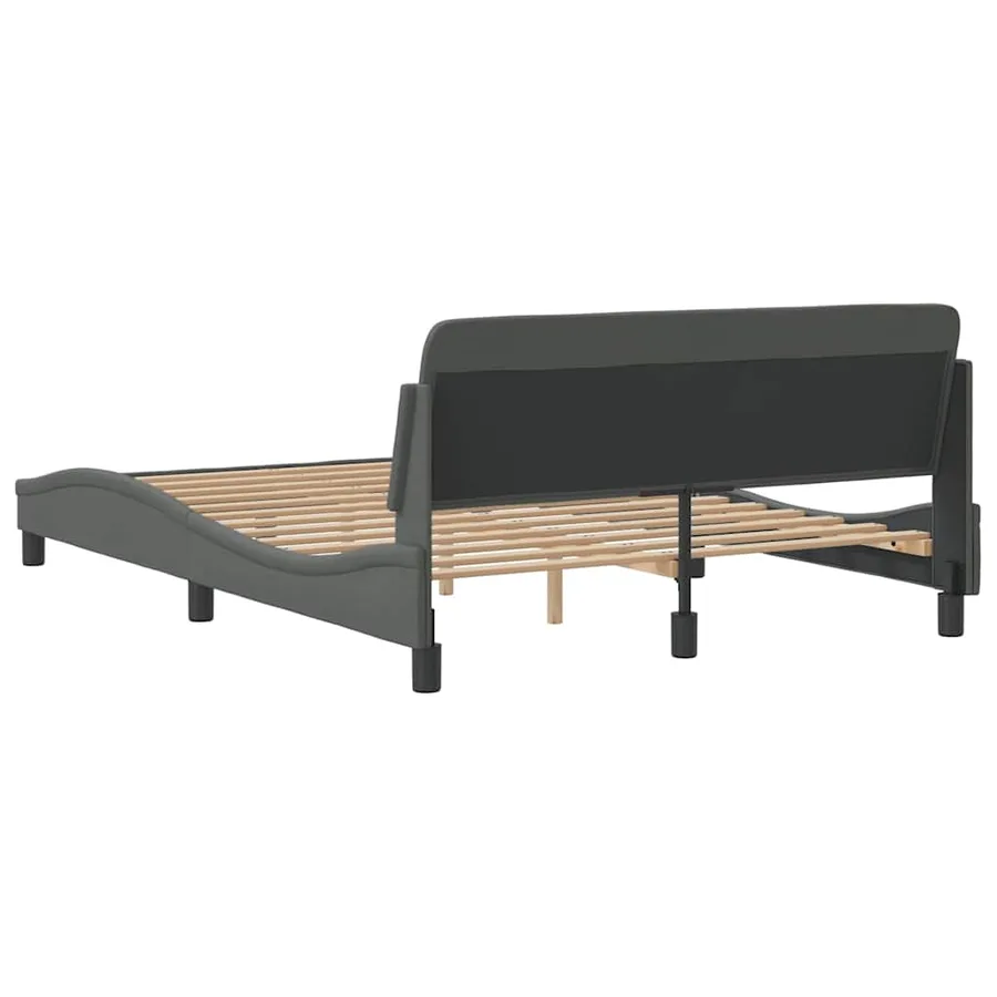 Cadre de lit Dover gris foncé 140x190 cm tissu - 6