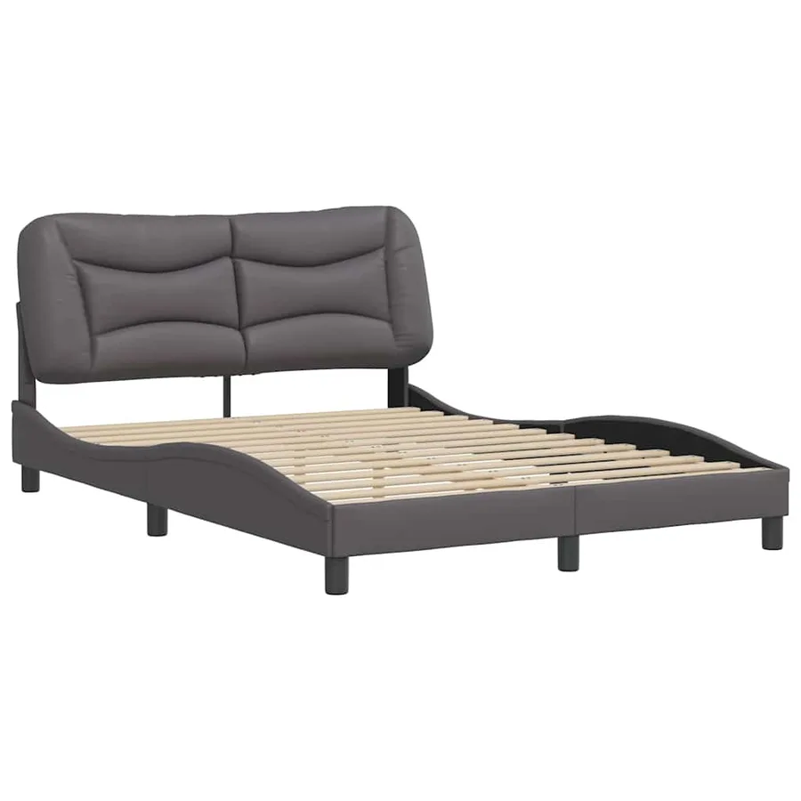 Cadre de lit sans matelas Hvar gris 140x190 cm similicuir - 3