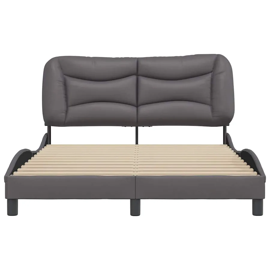 Cadre de lit sans matelas Hvar gris 140x190 cm similicuir - 4