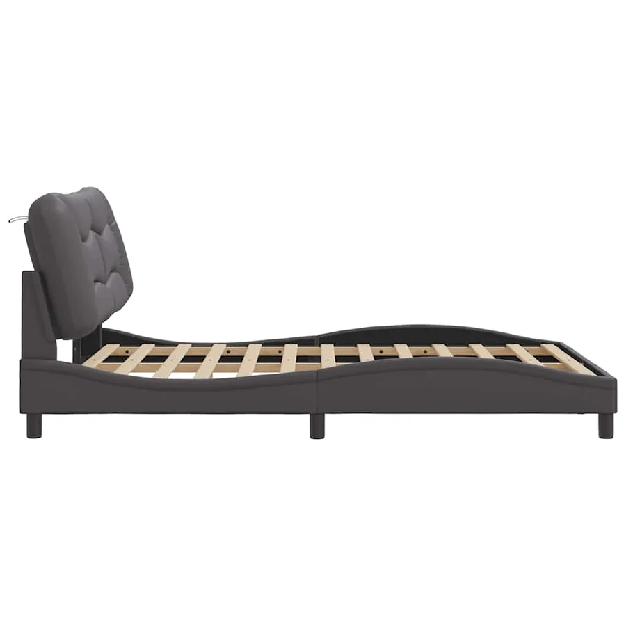 Cadre de lit sans matelas Hvar gris 140x190 cm similicuir - 7