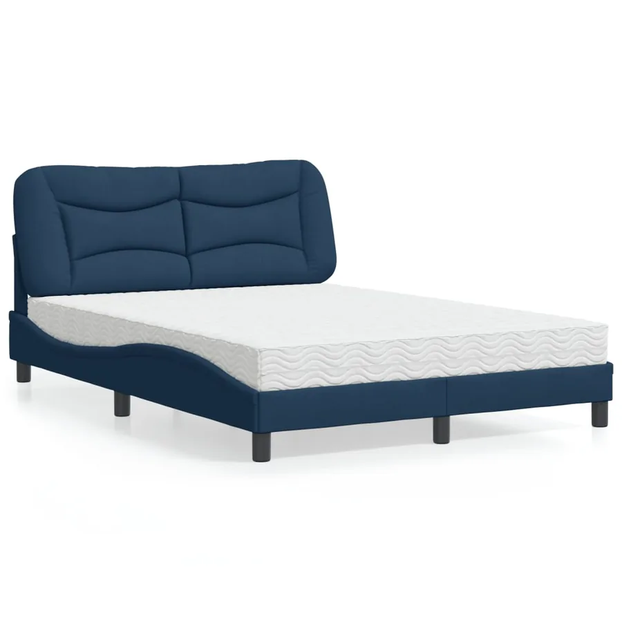 Lit avec matelas Hvar bleu 140x190 cm tissu