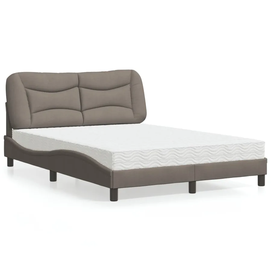 Lit avec matelas Hvar taupe 140x190 cm tissu
