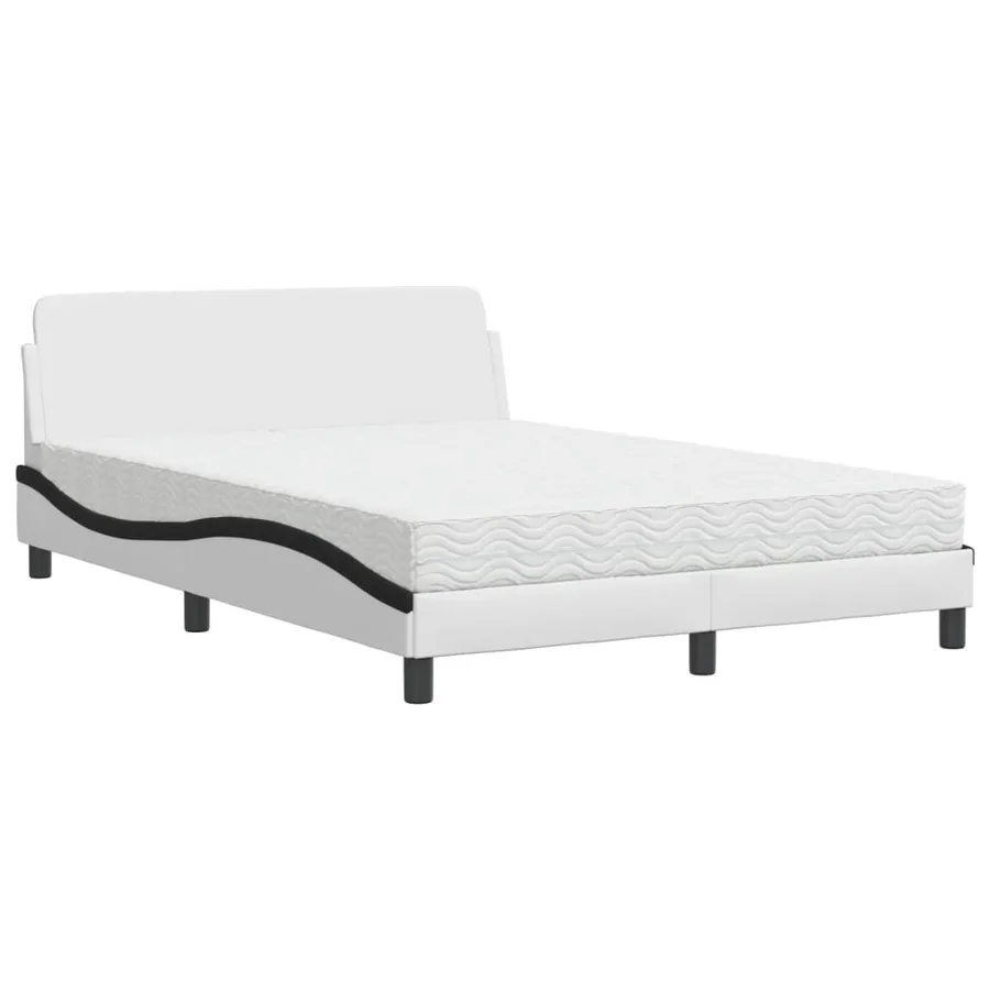 Lit avec matelas Dover blanc et noir 140x190 cm similicuir - 2