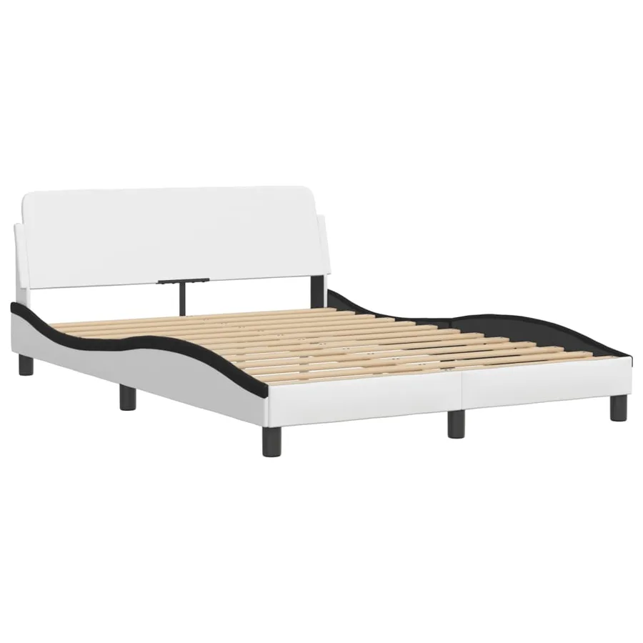 Lit avec matelas Dover blanc et noir 140x190 cm similicuir - 4
