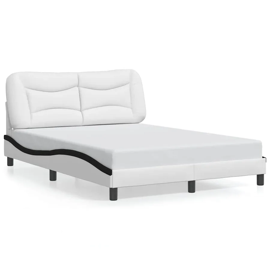 Cadre de lit sans matelas Hvar blanc et noir 140x190 cm similicuir - 2