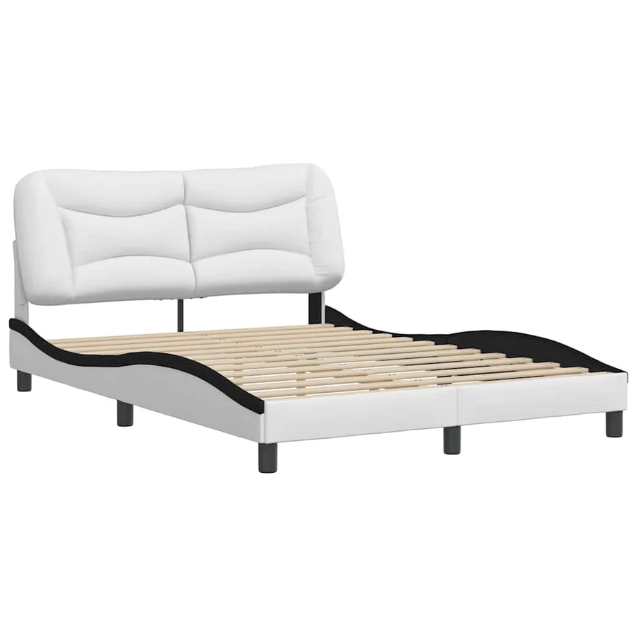 Cadre de lit sans matelas Hvar blanc et noir 140x190 cm similicuir - 3