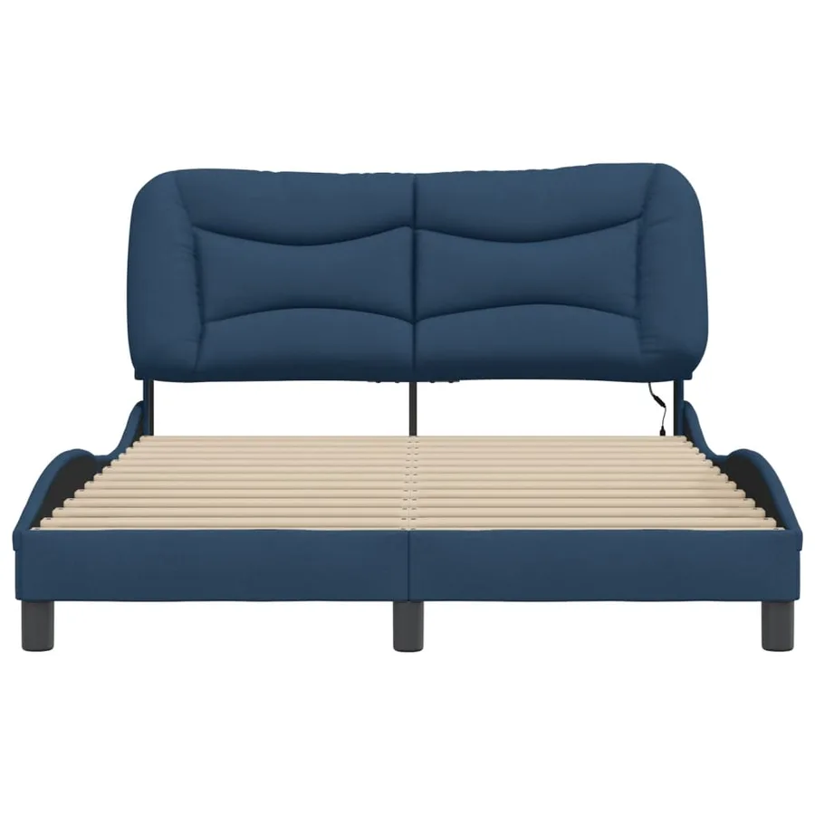 Cadre de lit avec LED sans matelas Hvar bleu 140x190 cm tissu - 6