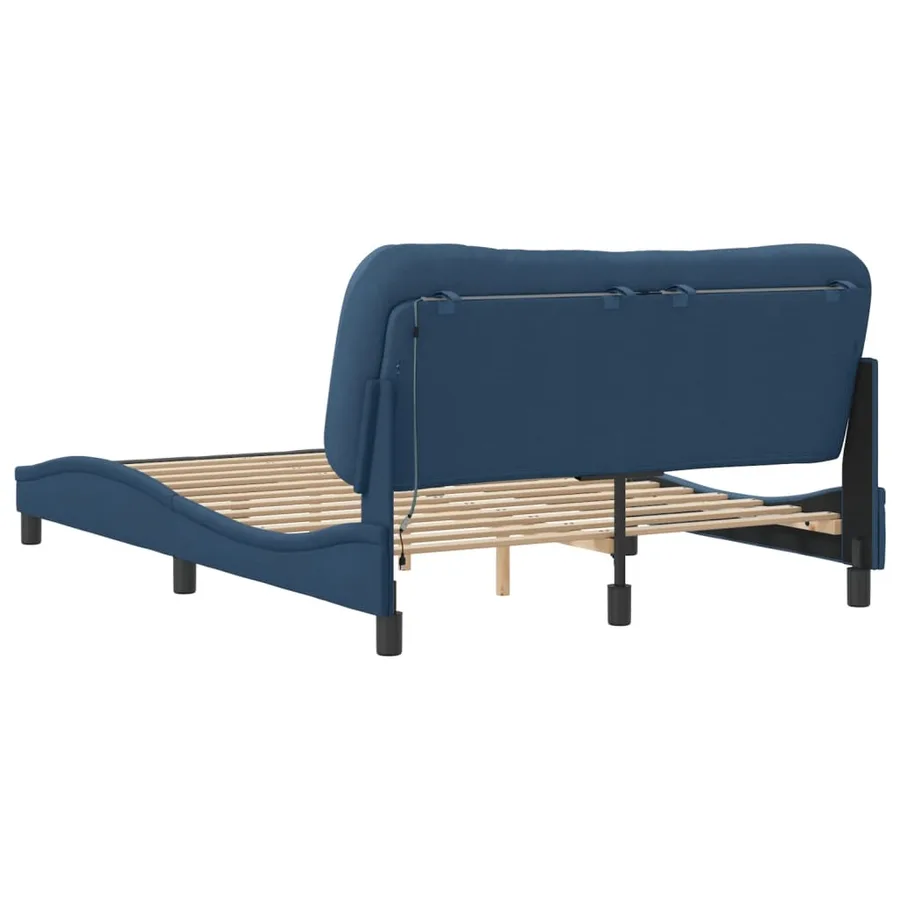 Cadre de lit avec LED sans matelas Hvar bleu 140x190 cm tissu - 9