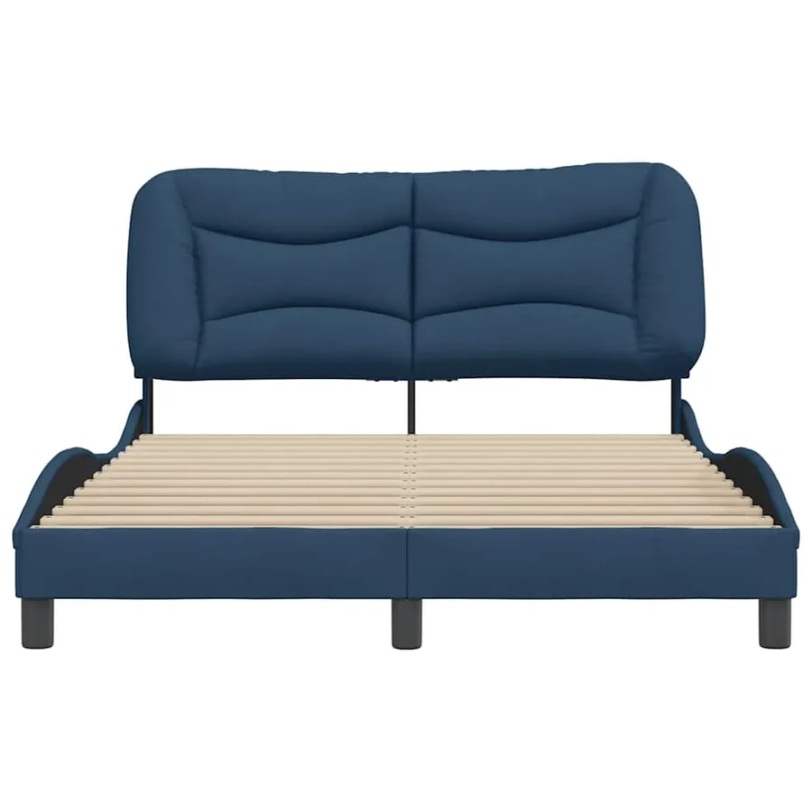 Cadre de lit sans matelas Hvar bleu 140x190 cm tissu - 4