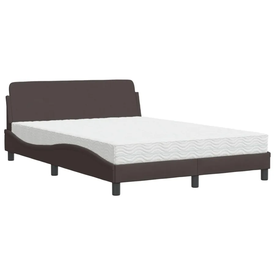Lit avec matelas Dover marron foncé 140x190 cm tissu - 2