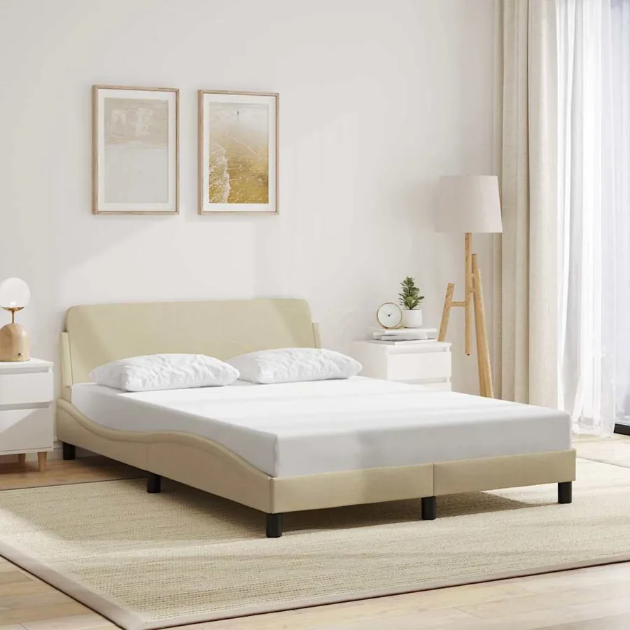 Cadre de lit Dover crème 140x190 cm tissu