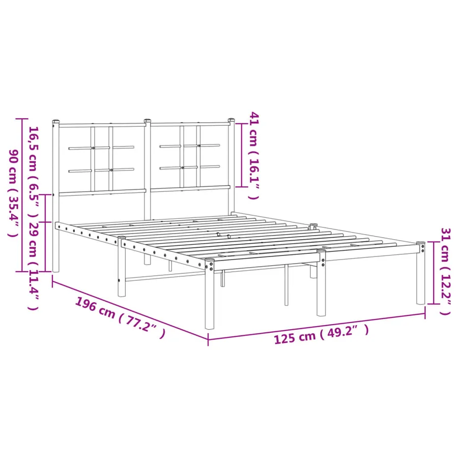 Cadre de lit métal sans matelas avec tête de lit noir 120x190cm - 10