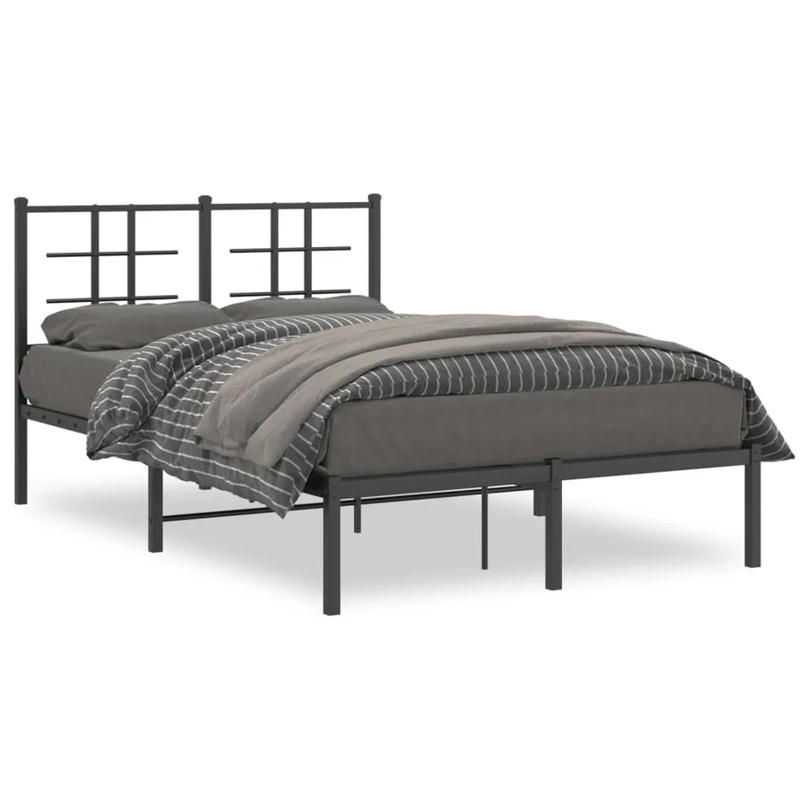 Cadre de lit métal sans matelas avec tête de lit noir 120x190cm - 2