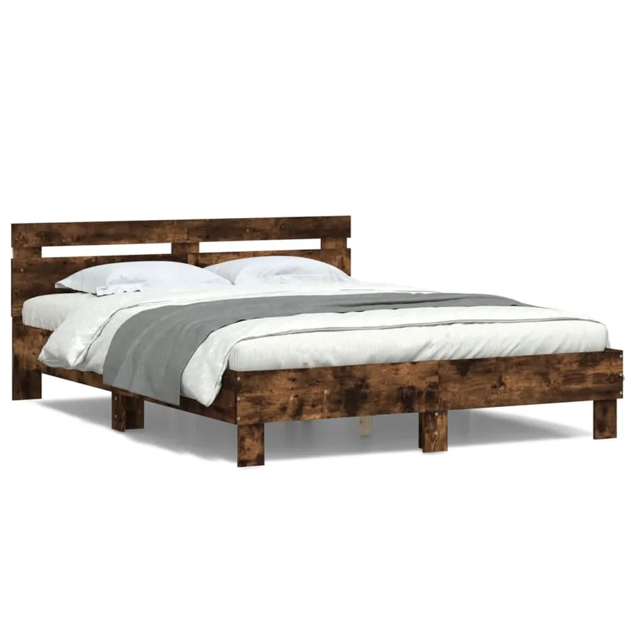 Cadre de lit avec LED sans matelas chêne fumé 140x190 cm - 5