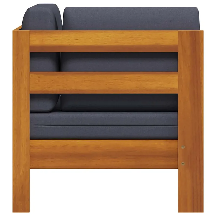 Canapé d'angle avec coussins gris foncé Bois d'acacia solide - 4