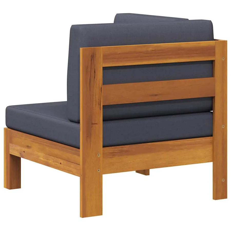 Canapé d'angle avec coussins gris foncé Bois d'acacia solide - 5