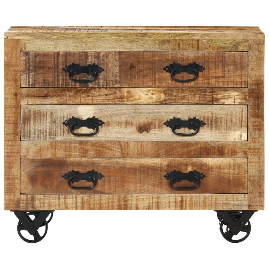 Buffet avec 3 tiroirs 80x30x65 cm bois de manguier brut massif - 3