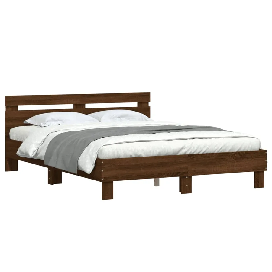 Cadre de lit avec LED sans matelas chêne marron 140x190 cm - 3