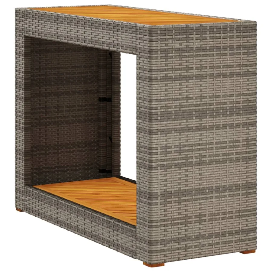 Table d'appoint de jardin dessus en bois gris 100x40x75 cm - 2