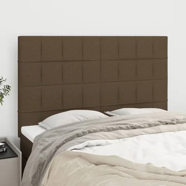Tête de lit Marron foncé 144 x 5 x 118/128 cm Tissu