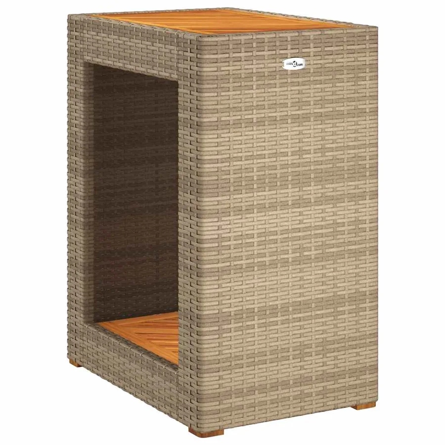 Table d'appoint de jardin dessus en bois beige 60x40x75 cm - 7