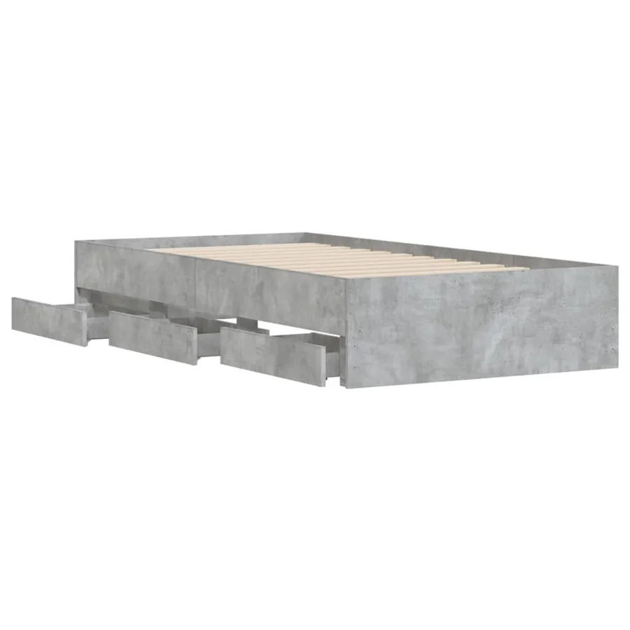 Cadre de lit avec tiroirs sans matelas gris béton 90x200 cm - 5