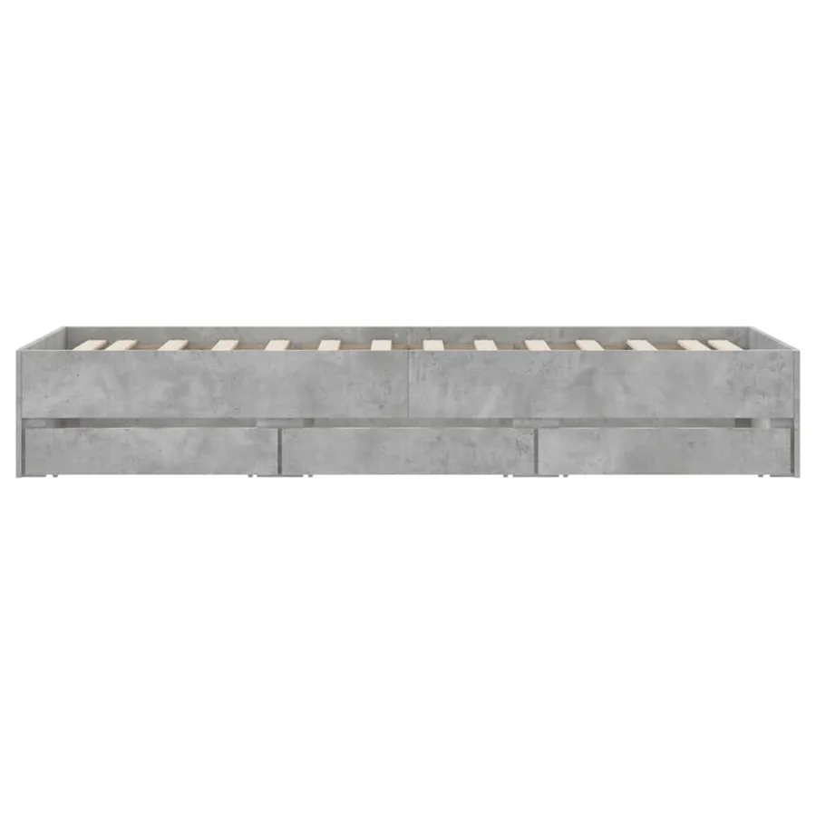 Cadre de lit avec tiroirs sans matelas gris béton 90x200 cm - 7