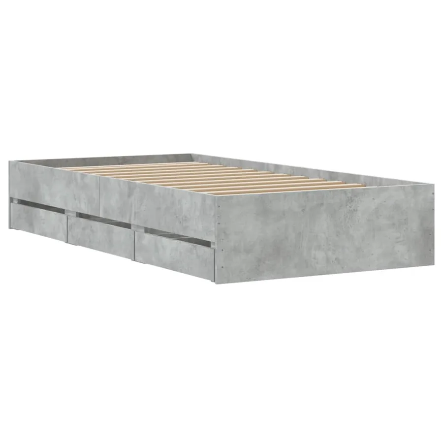 Cadre de lit avec tiroirs sans matelas gris béton 90x200 cm - 8
