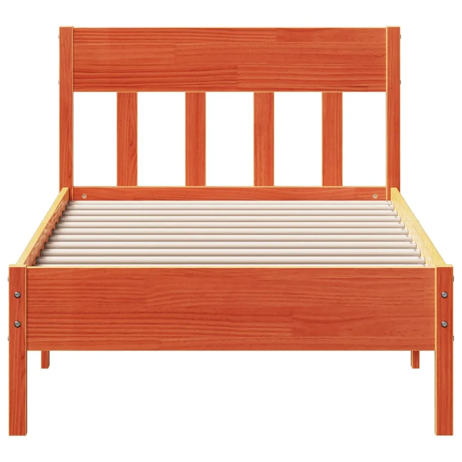 Cadre de lit sans matelas cire marron 90x190 cm bois pin massif - 4