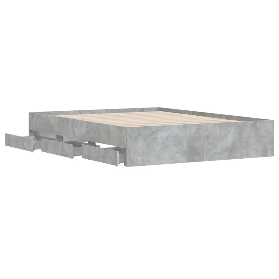 Cadre de lit avec tiroirs sans matelas gris béton 140x200 cm - 5