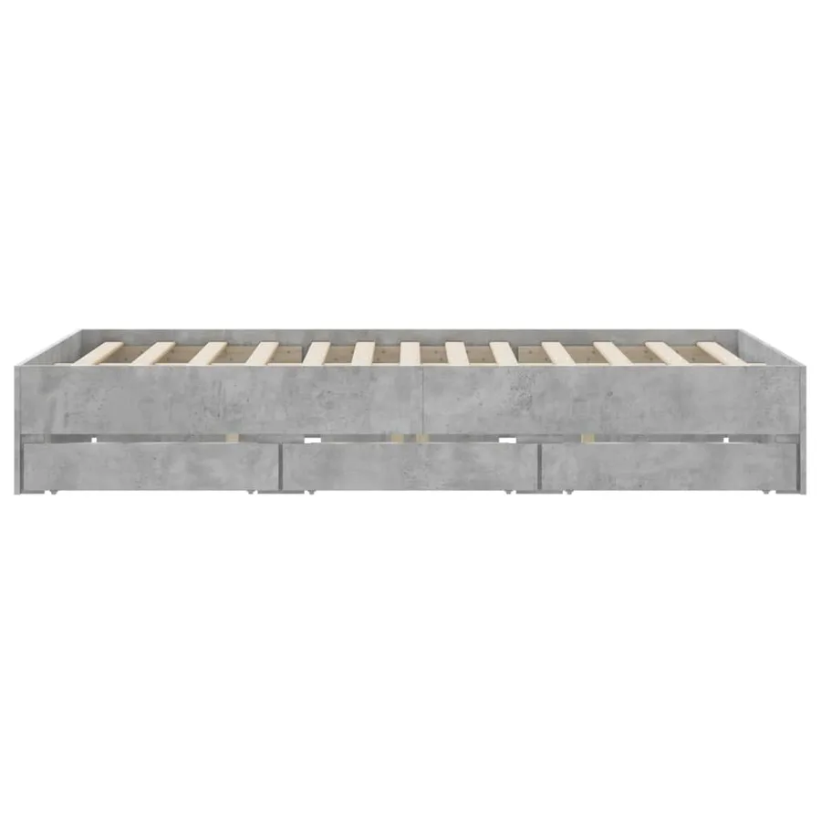 Cadre de lit avec tiroirs sans matelas gris béton 140x200 cm - 7