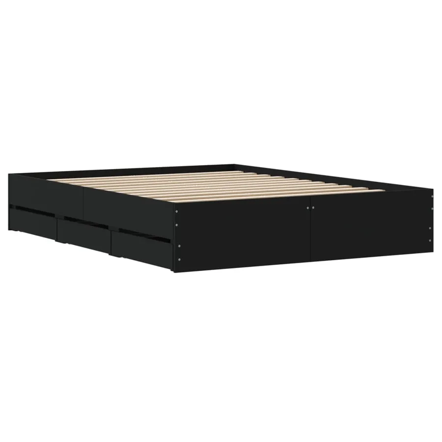 Cadre de lit avec tiroirs sans matelas noir 140x200 cm - 8
