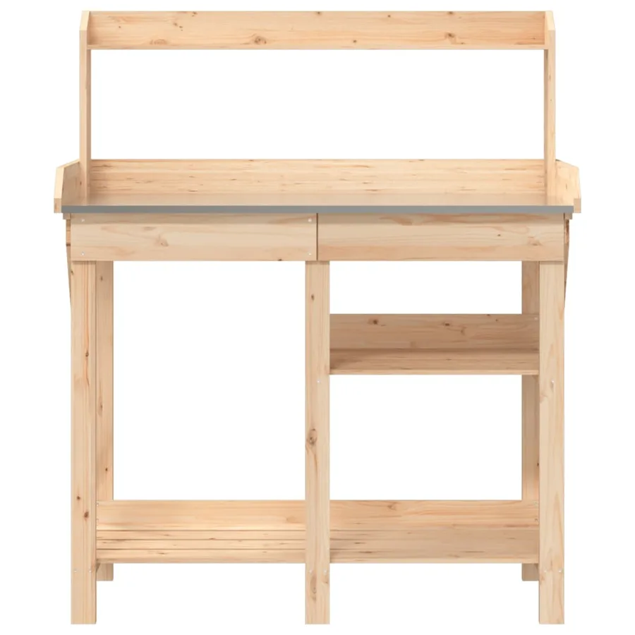 Banc de rempotage avec étagères bois massif de sapin - 5