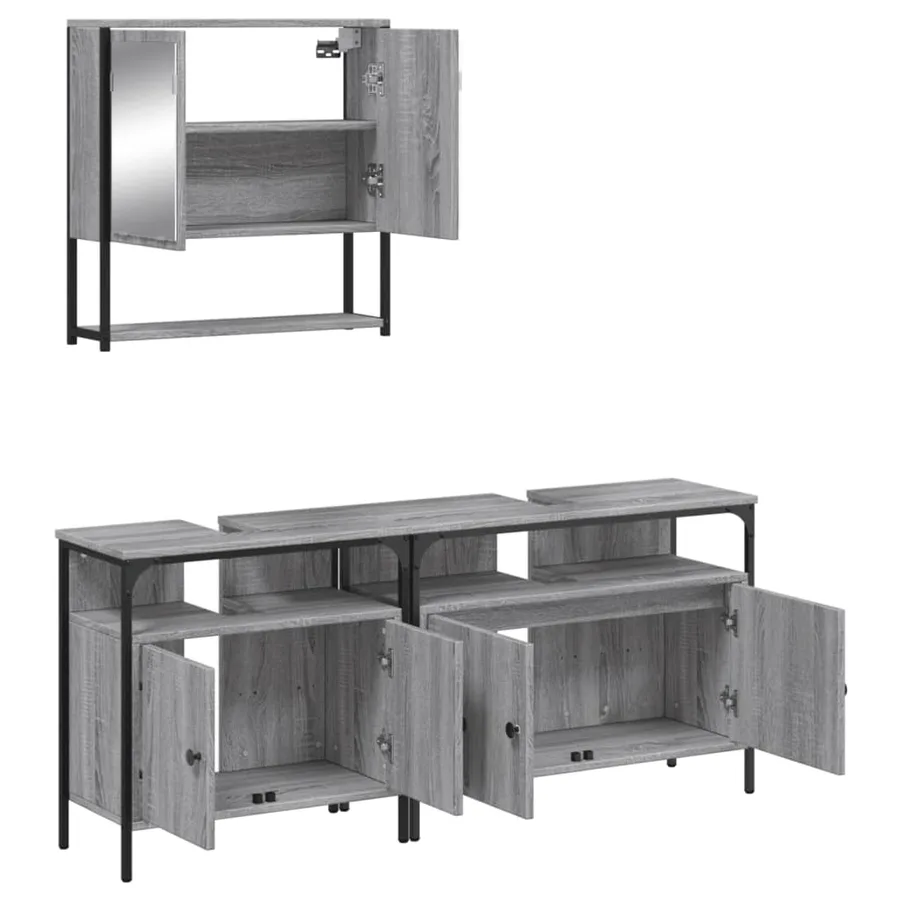 Ensemble de meubles de salle de bain 3 pcs Sonoma gris - 6