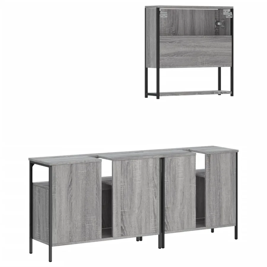 Ensemble de meubles de salle de bain 3 pcs Sonoma gris - 8