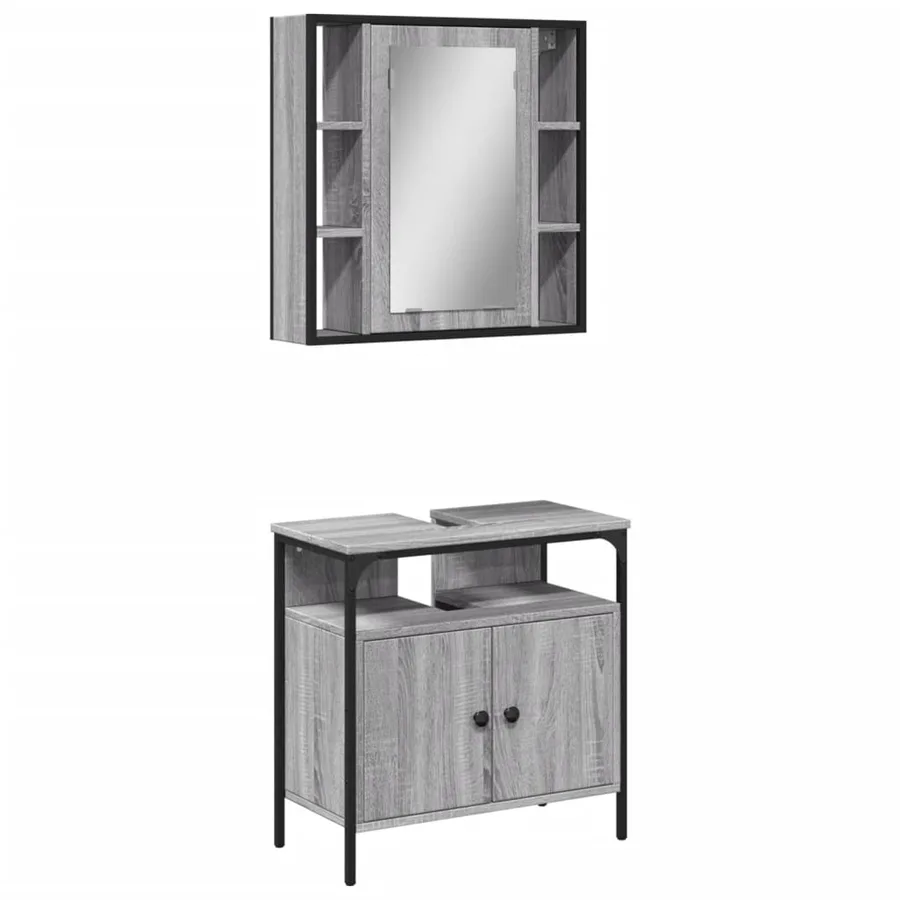 Ensemble de meubles de salle de bain 2 pcs Sonoma gris - 2