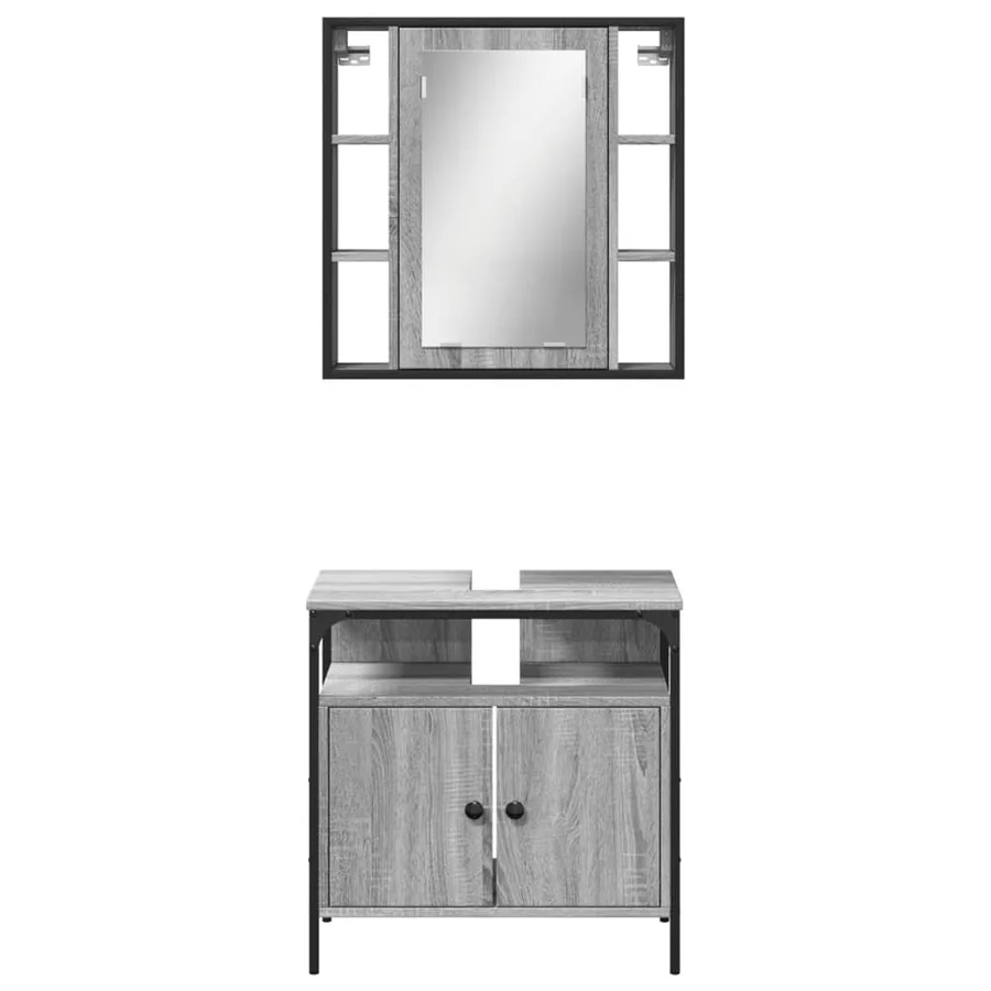 Ensemble de meubles de salle de bain 2 pcs Sonoma gris - 6