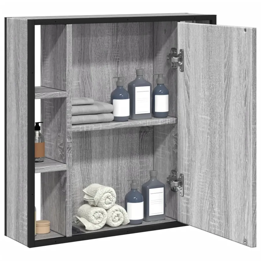 Armoire à miroir de salle de bain sonoma gris bois d’ingénierie - 4
