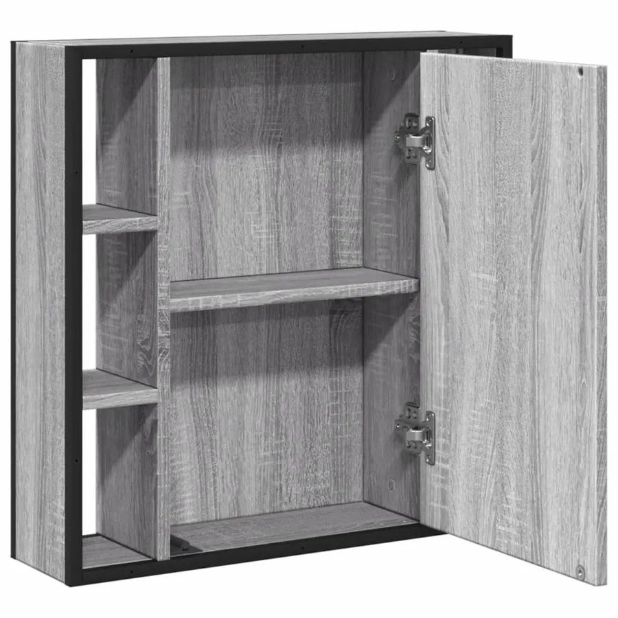 Armoire à miroir de salle de bain sonoma gris bois d’ingénierie - 6