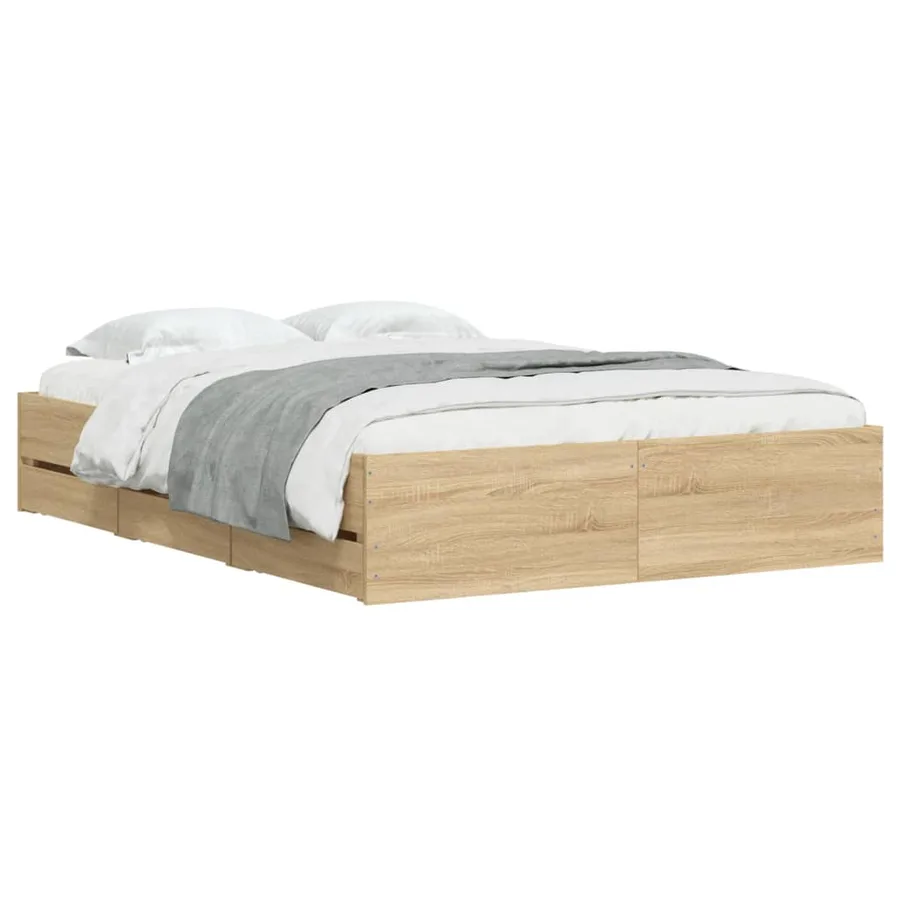 Cadre de lit avec tiroirs sans matelas chêne sonoma 135x190 cm - 3
