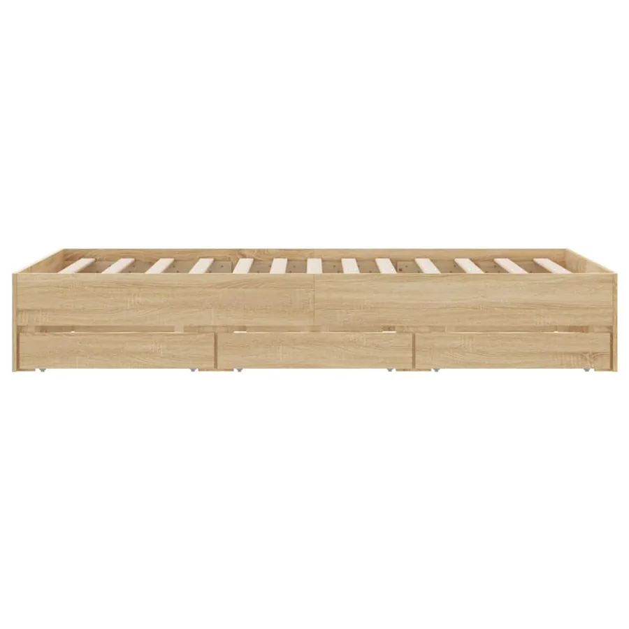 Cadre de lit avec tiroirs sans matelas chêne sonoma 135x190 cm - 7