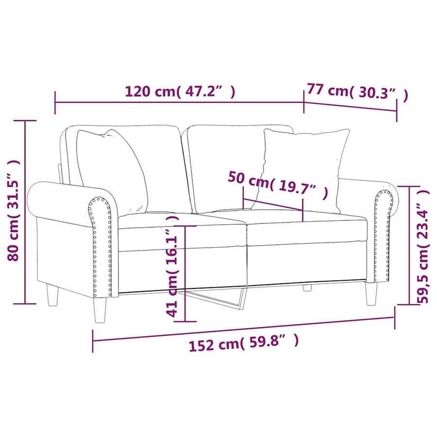 Canapé 2 places avec oreillers décoratifs jaune 120 cm velours - 8