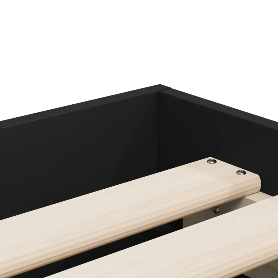 Cadre de lit avec tiroirs sans matelas noir 90x200 cm - 9