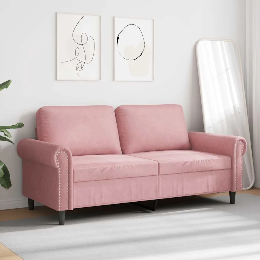 Canapé à 2 places Rose 140 cm Velours - 3
