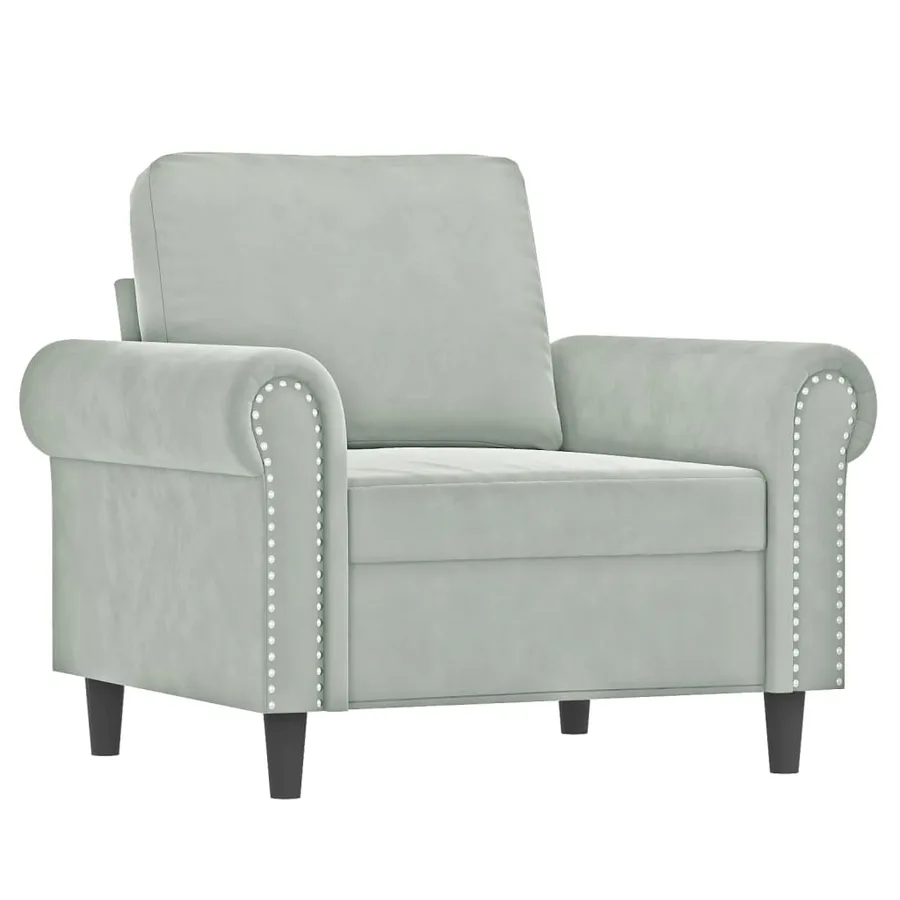 Ensemble de canapés 3 pcs avec coussins gris clair velours - 3