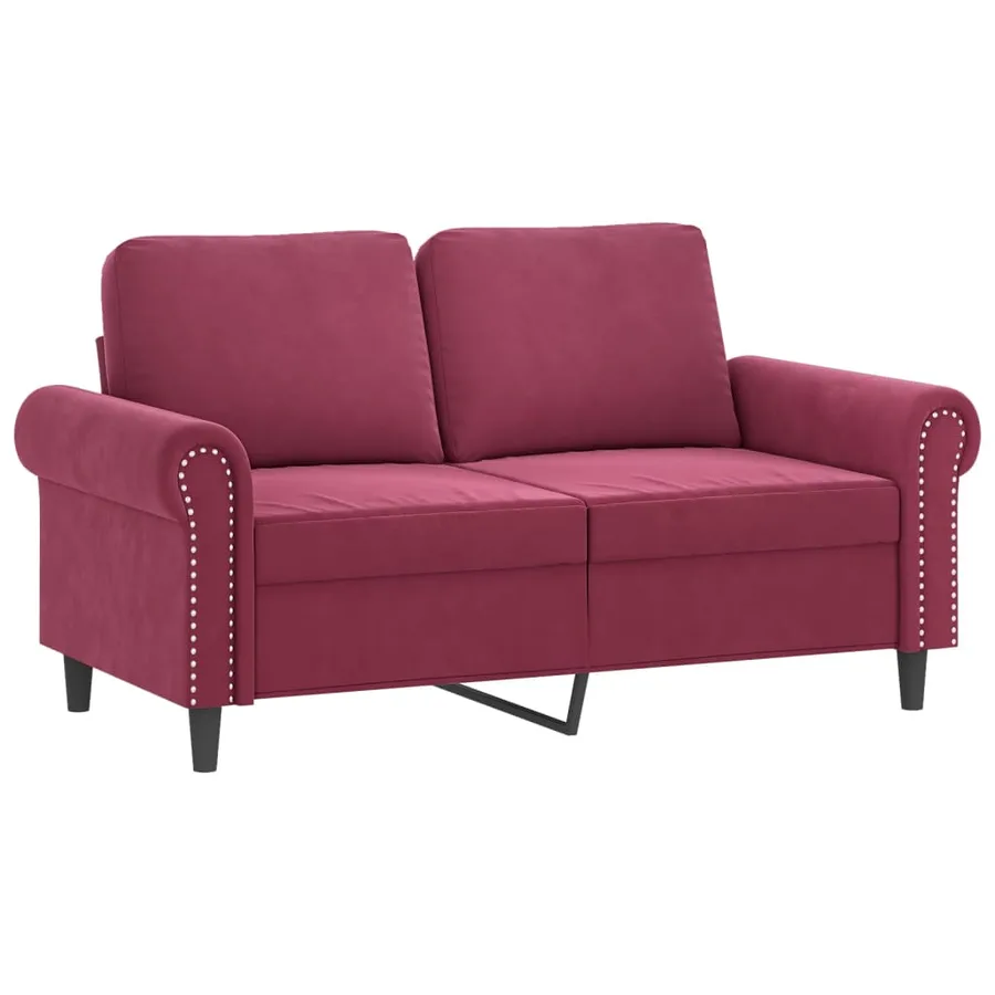 Ensemble de canapés 2 pcs avec coussins Rouge bordeaux Velours - 4
