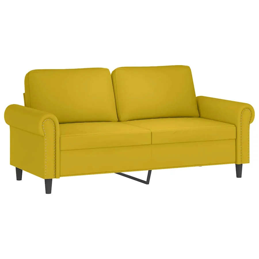 Ensemble de canapés 2 pcs avec coussins Jaune Velours - 4