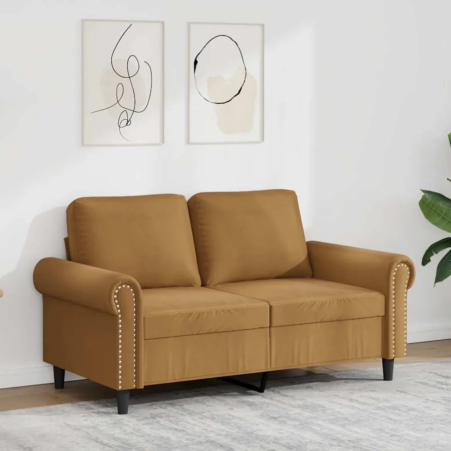 Canapé à 2 places Marron 120 cm Velours