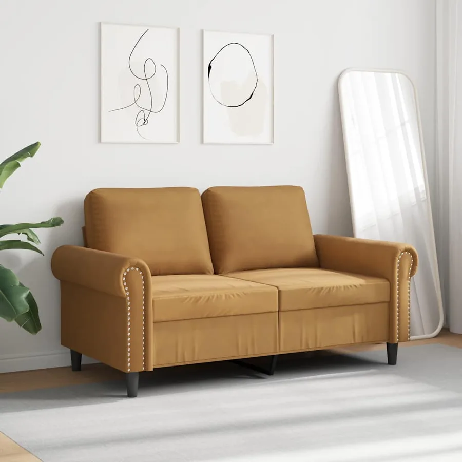 Canapé à 2 places Marron 120 cm Velours - 3