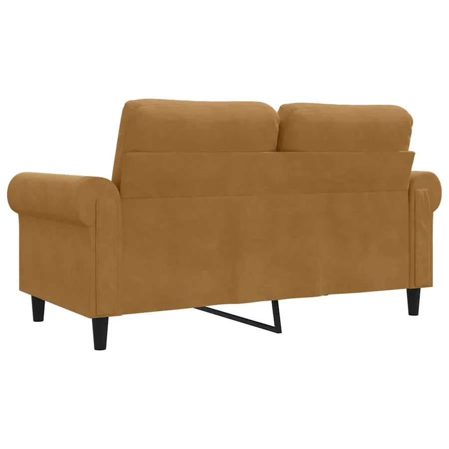 Canapé à 2 places Marron 120 cm Velours - 6